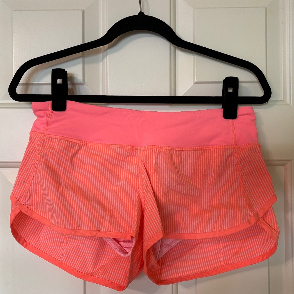 Lululemon Speed Short in Wagon Stripe Pop Orange / Pop Orange - Size 6